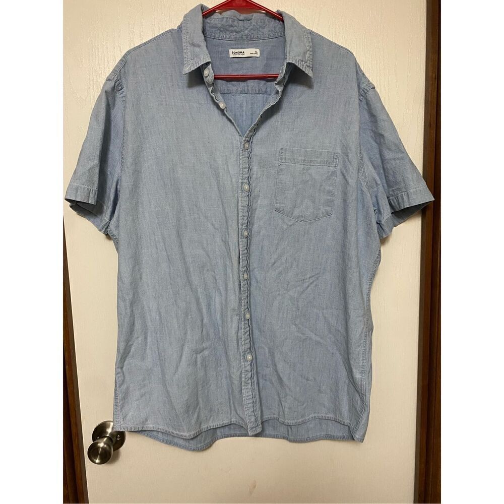 Sonoma Goods For Life Chambray Button Down Short Sleeve Shirt XL